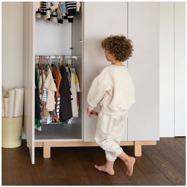 Armoire avec étagères latérales Basic - Hêtre / Cachemire