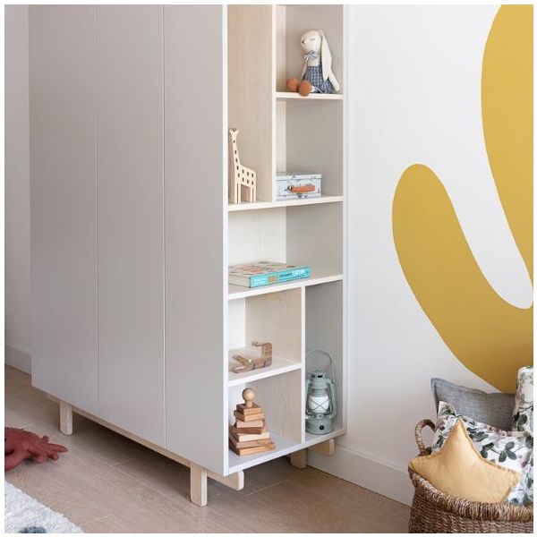 Armoire avec étagères latérales Basic - Hêtre / Cachemire