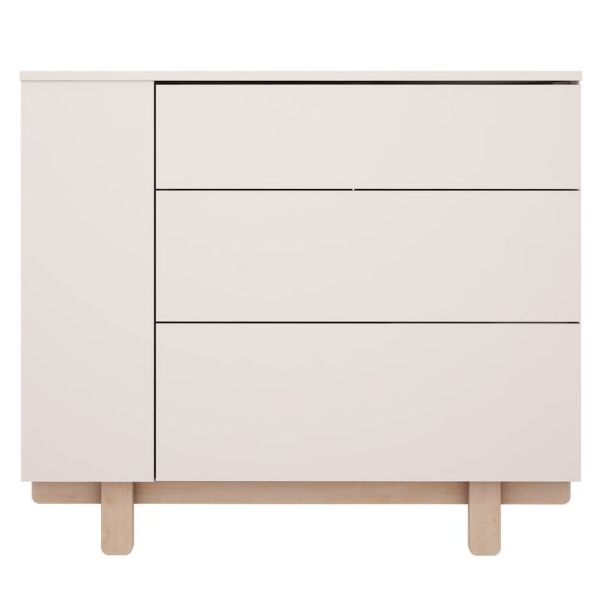 Commode avec étagères latérales Basic - Hêtre / Blanc