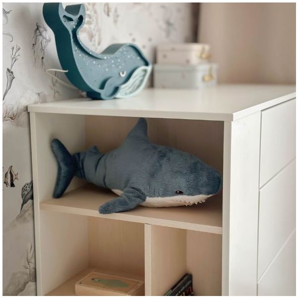 Commode avec étagères latérales Basic - Hêtre / Blanc