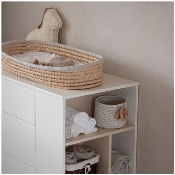 Commode avec étagères latérales Basic - Hêtre / Blanc