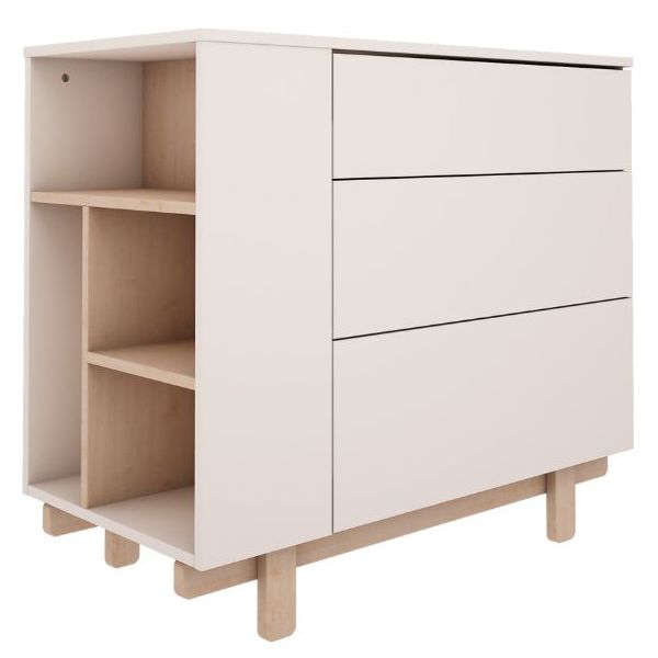 Commode avec étagères latérales Basic - Hêtre / Blanc