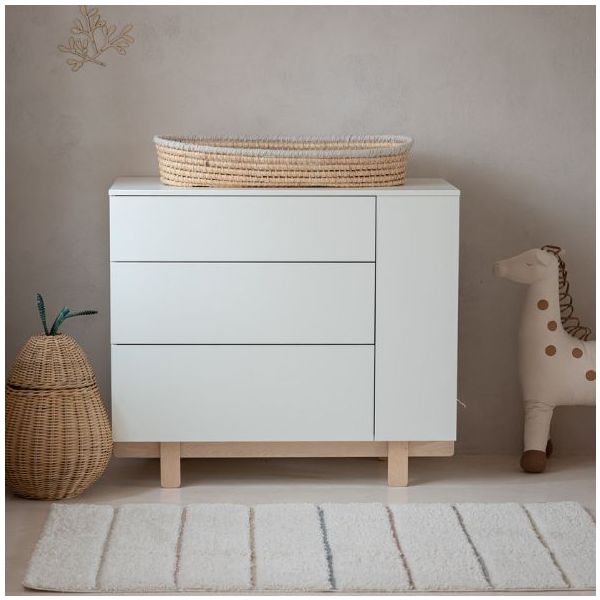 Commode avec étagères latérales Basic - Hêtre / Blanc
