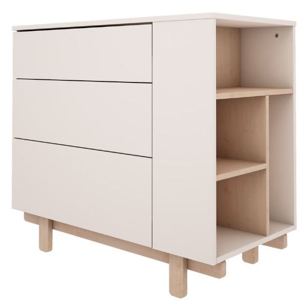 Commode avec étagères latérales Basic - Hêtre / Blanc