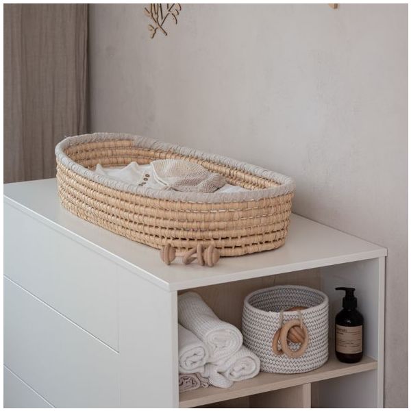Commode avec étagères latérales Basic - Hêtre / Blanc