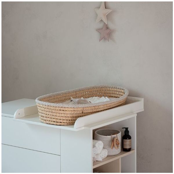 Commode avec étagères latérales Basic - Hêtre / Blanc