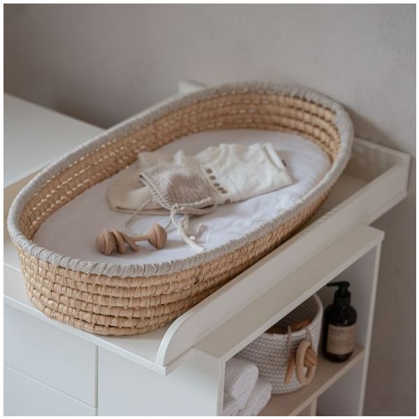 Commode avec étagères latérales Basic - Hêtre / Blanc