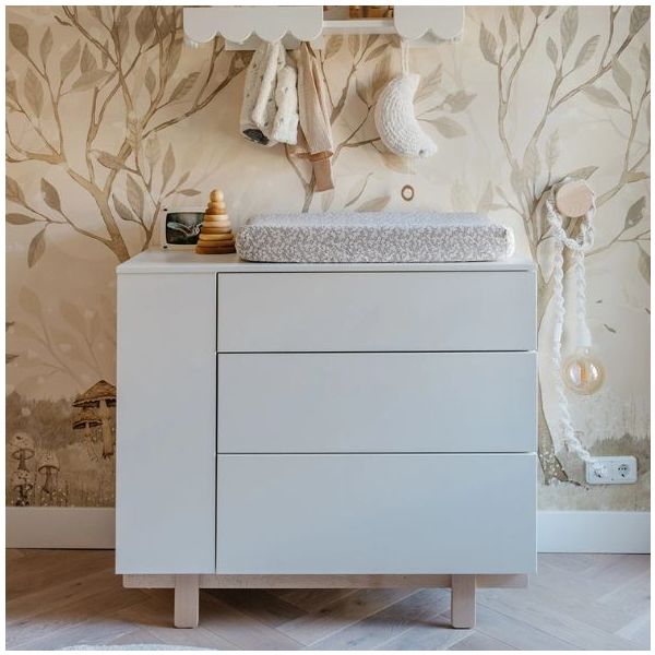Commode avec étagères latérales Basic - Hêtre / Blanc