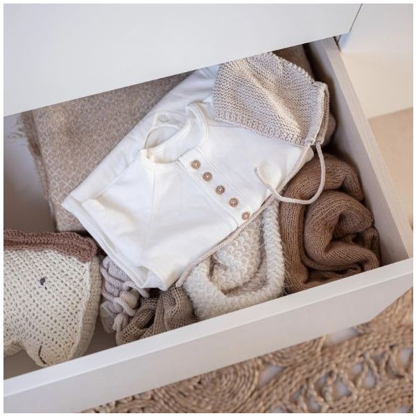 Commode avec étagères latérales Basic - Hêtre / Blanc