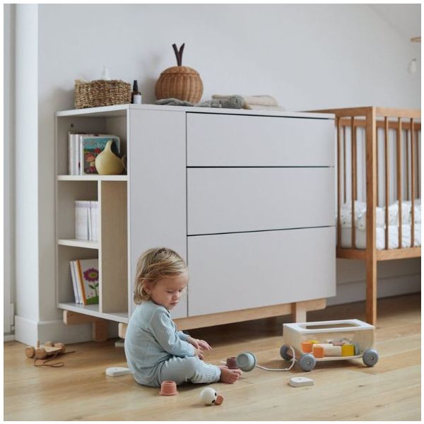Basic Dresser with Side Shelves - Beech / Cashmere