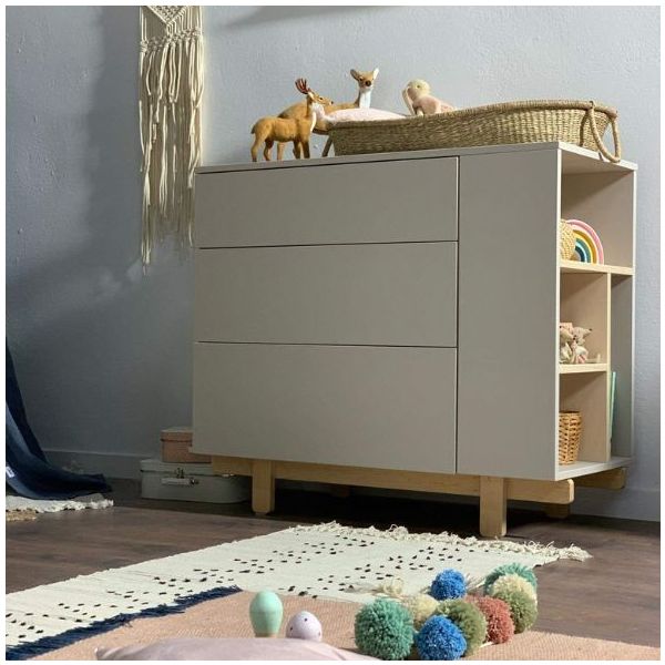 Basic Dresser with Side Shelves - Beech / Cashmere