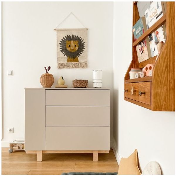 Basic Dresser with Side Shelves - Beech / Cashmere