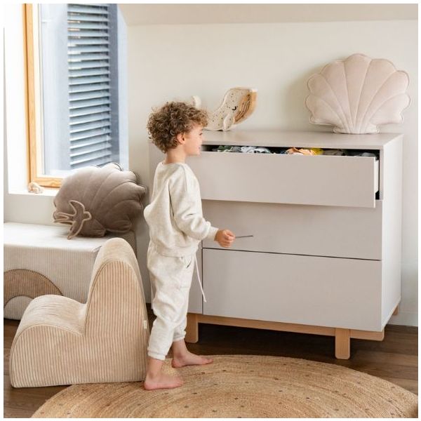 Basic Dresser with Side Shelves - Beech / Cashmere