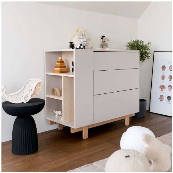 Basic Dresser with Side Shelves - Beech / Cashmere