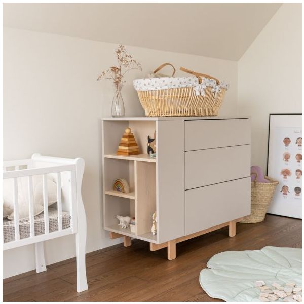 Basic Dresser with Side Shelves - Beech / Cashmere