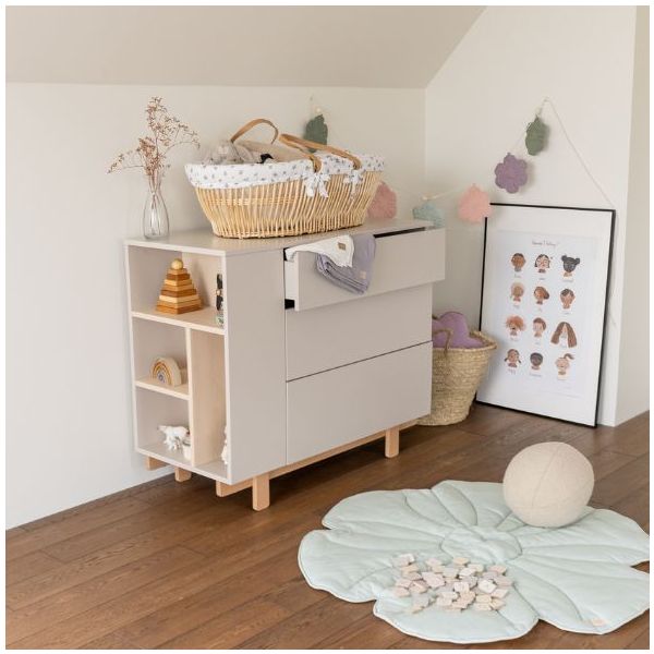 Basic Dresser with Side Shelves - Beech / Cashmere
