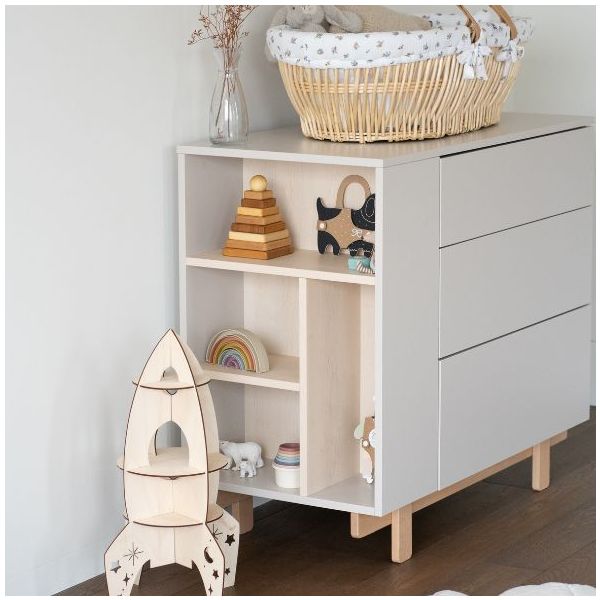 Basic Dresser with Side Shelves - Beech / Cashmere