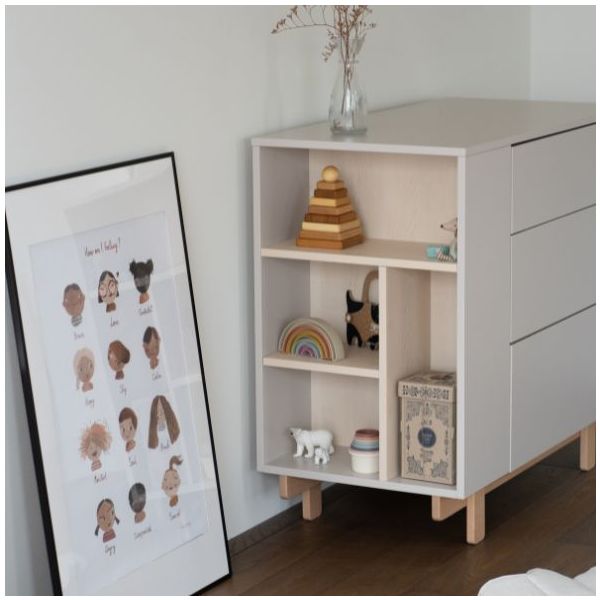Basic Dresser with Side Shelves - Beech / Cashmere