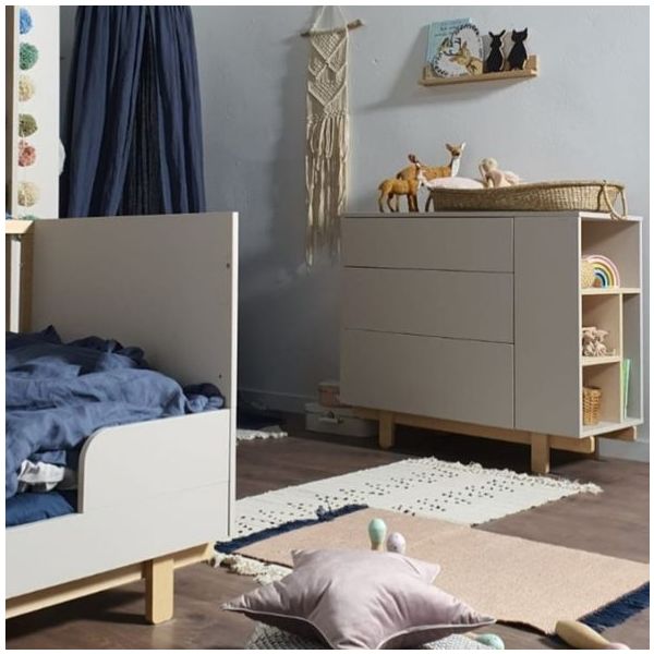Basic Dresser with Side Shelves - Beech / Cashmere