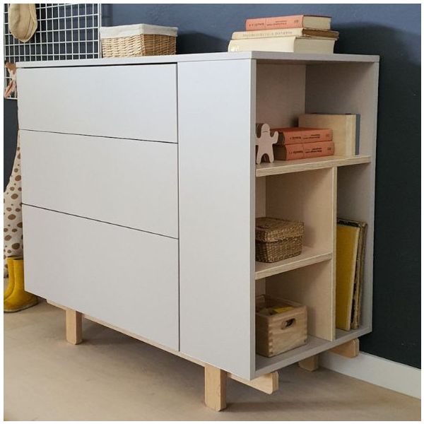 Basic Dresser with Side Shelves - Beech / Cashmere