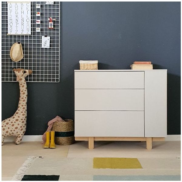 Basic Dresser with Side Shelves - Beech / Cashmere