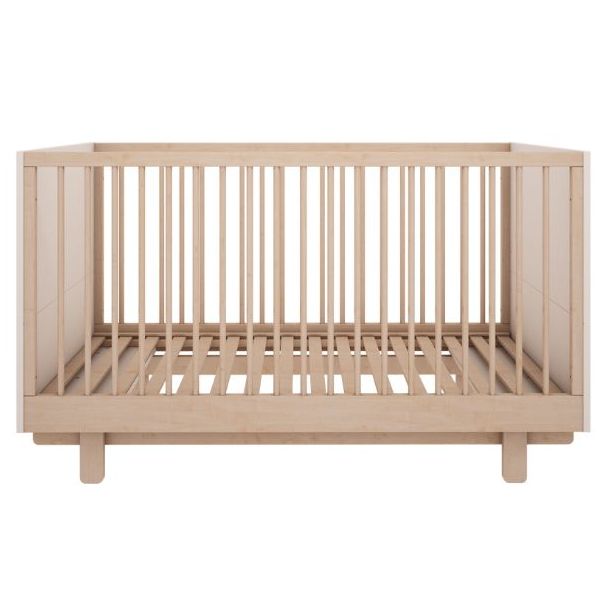 Lit bébé évolutif Basic 70 x 140 cm - Hêtre / Blanc