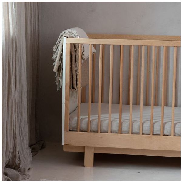 Lit bébé évolutif Basic 70 x 140 cm - Hêtre / Blanc