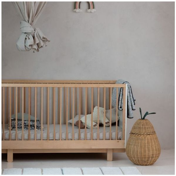 Lit bébé évolutif Basic 70 x 140 cm - Hêtre / Blanc