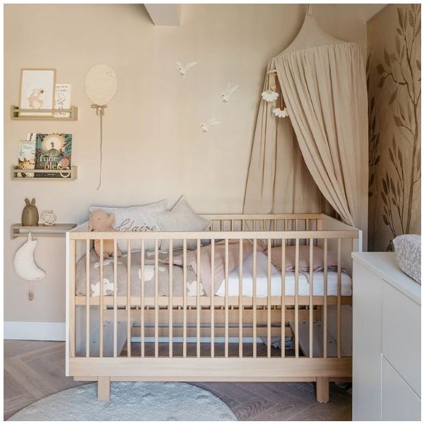 Lit bébé évolutif Basic 70 x 140 cm - Hêtre / Blanc