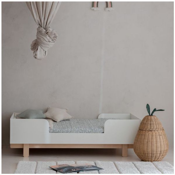 Lit bébé évolutif Basic 70 x 140 cm - Hêtre / Blanc