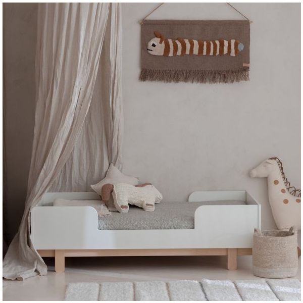 Lit bébé évolutif Basic 70 x 140 cm - Hêtre / Blanc