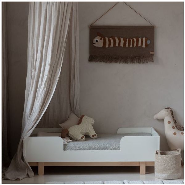 Lit bébé évolutif Basic 70 x 140 cm - Hêtre / Blanc