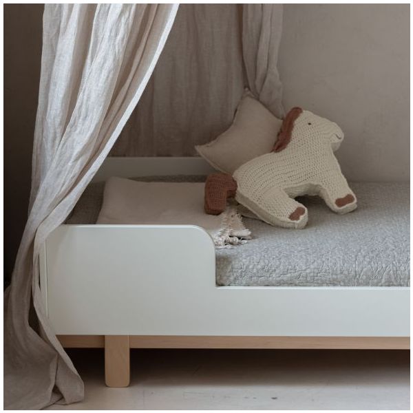 Lit bébé évolutif Basic 70 x 140 cm - Hêtre / Blanc