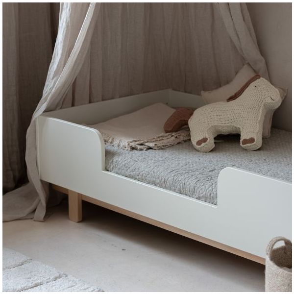 Lit bébé évolutif Basic 70 x 140 cm - Hêtre / Blanc