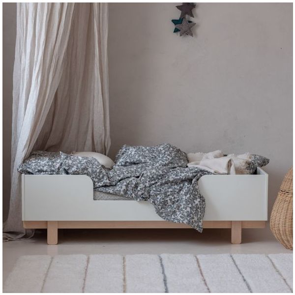 Lit bébé évolutif Basic 70 x 140 cm - Hêtre / Blanc