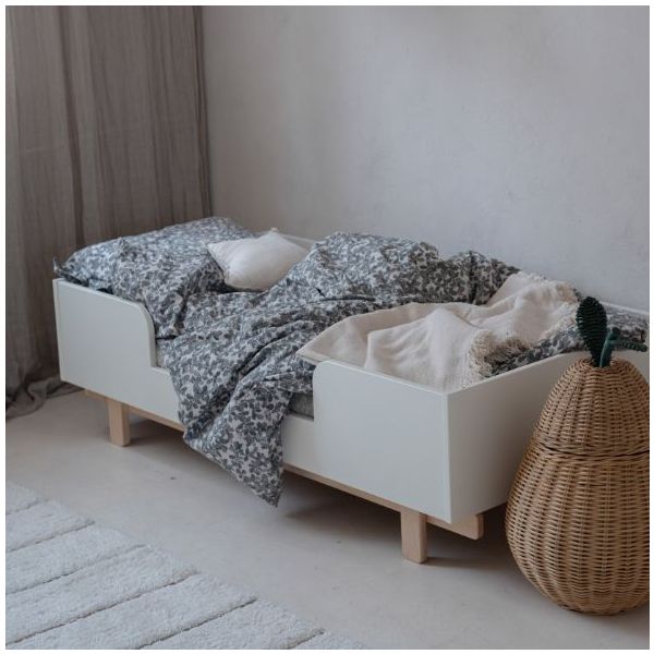 Lit bébé évolutif Basic 70 x 140 cm - Hêtre / Blanc