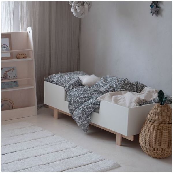 Lit bébé évolutif Basic 70 x 140 cm - Hêtre / Blanc