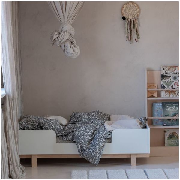 Lit bébé évolutif Basic 70 x 140 cm - Hêtre / Blanc