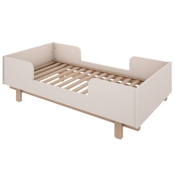 Lit bébé évolutif Basic 70 x 140 cm - Hêtre / Blanc