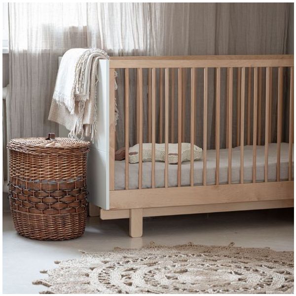 Lit bébé évolutif Basic 70 x 140 cm - Hêtre / Blanc