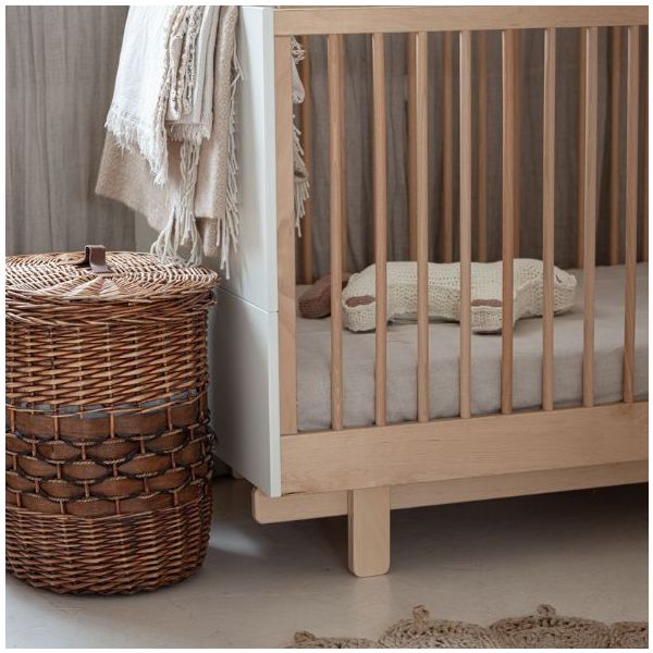 Lit bébé évolutif Basic 70 x 140 cm - Hêtre / Blanc