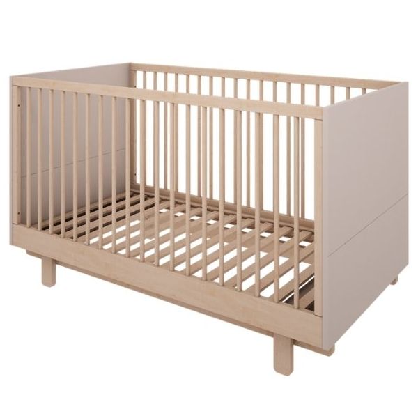 Lit bébé évolutif Basic 70 x 140 cm - Hêtre / Cachemire