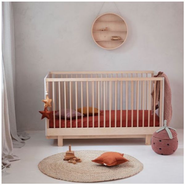 Lit bébé évolutif Basic 70 x 140 cm - Hêtre / Cachemire