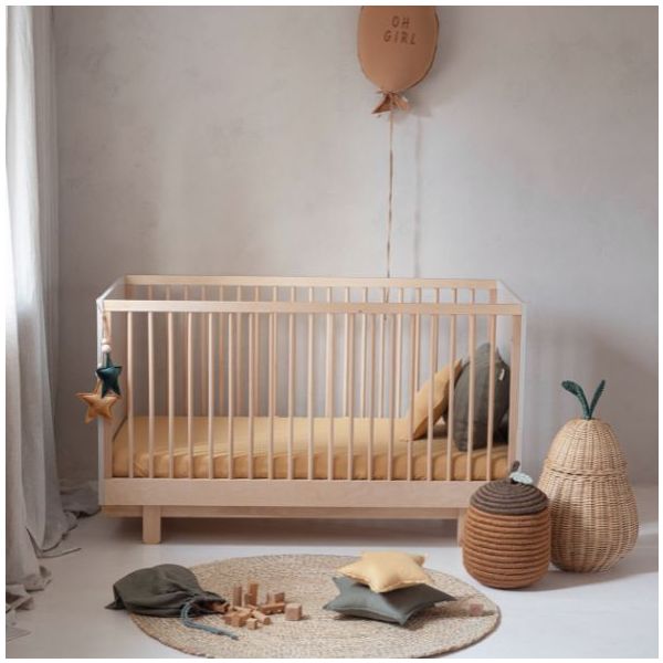Lit bébé évolutif Basic 70 x 140 cm - Hêtre / Cachemire