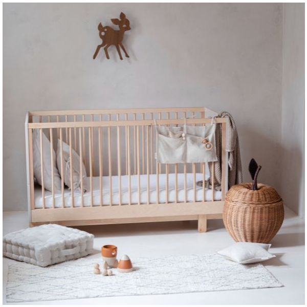 Lit bébé évolutif Basic 70 x 140 cm - Hêtre / Cachemire