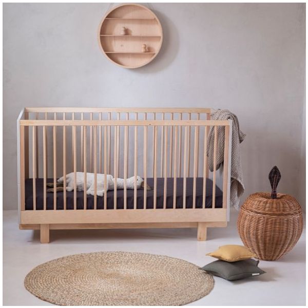 Lit bébé évolutif Basic 70 x 140 cm - Hêtre / Cachemire