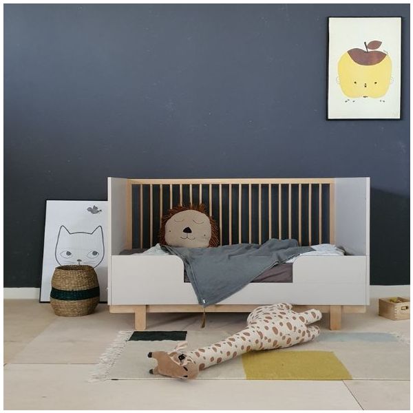 Lit bébé évolutif Basic 70 x 140 cm - Hêtre / Cachemire