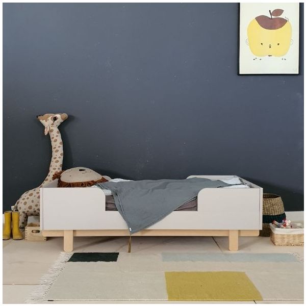 Lit bébé évolutif Basic 70 x 140 cm - Hêtre / Cachemire