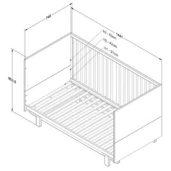 Basic Convertible Crib 70 x 140 cm - Beech / Truffle