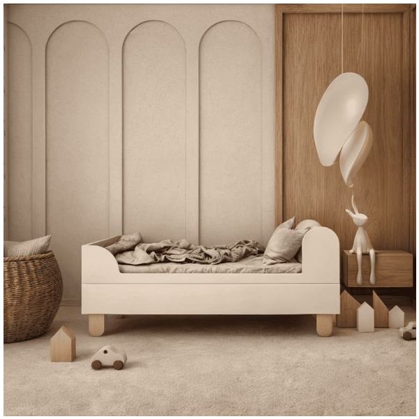 Lit junior Basic 80 x 160 cm - Hêtre / Blanc